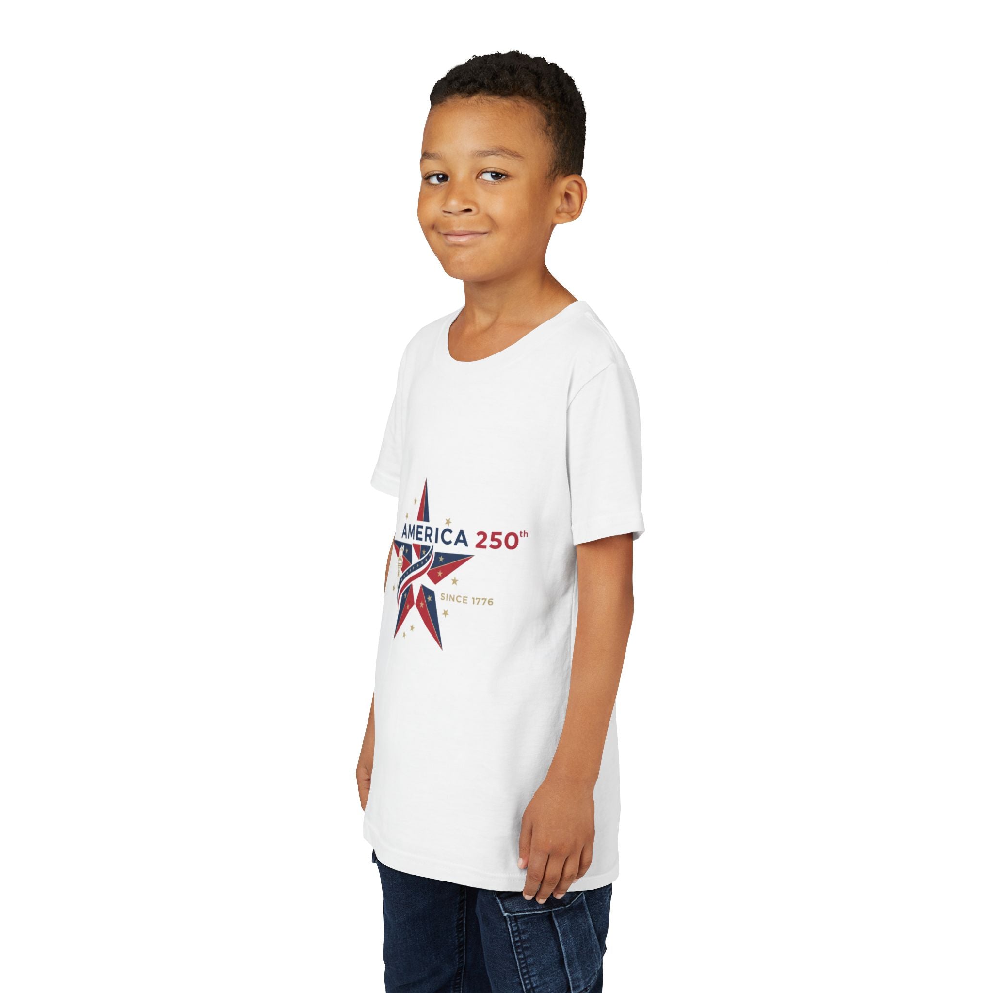 Youth Tee - "America 250" Patriotic Star Kids T-Shirt (Since 1776)