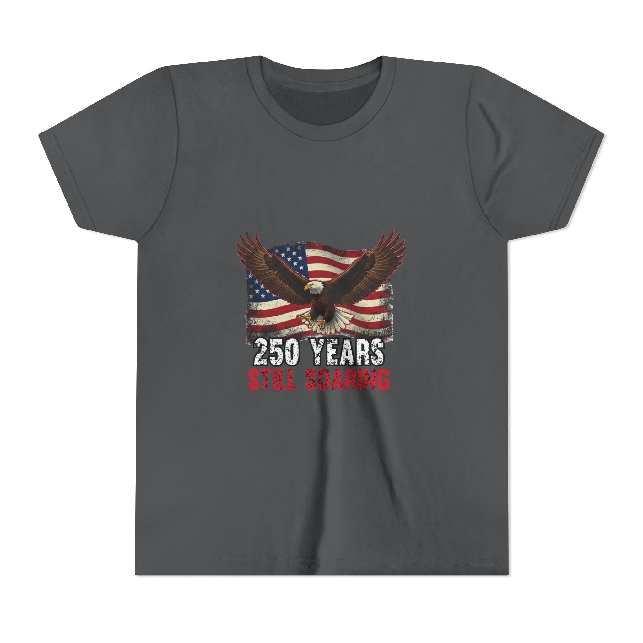 Youth Tee - "250 Years Still Soaring" Eagle American Flag Patriotic T‑Shirt