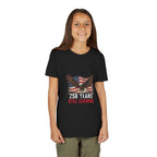 Youth Tee - "250 Years Still Soaring" Eagle American Flag Patriotic T‑Shirt