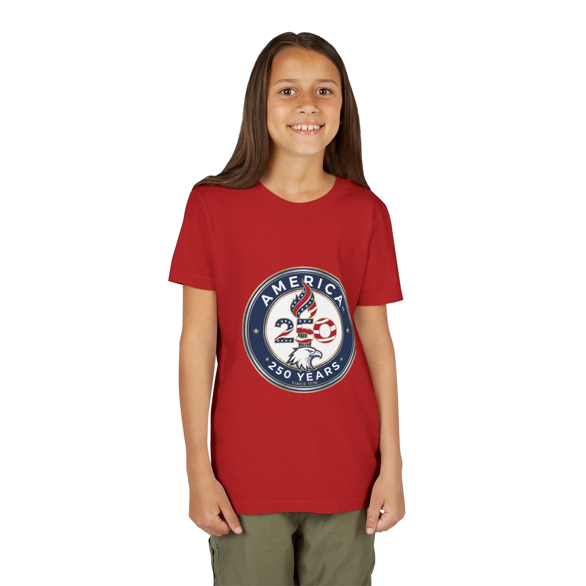 Youth Tee - America 250 Anniversary Patriotic Logo Kids T-Shirt (America 250 Years)