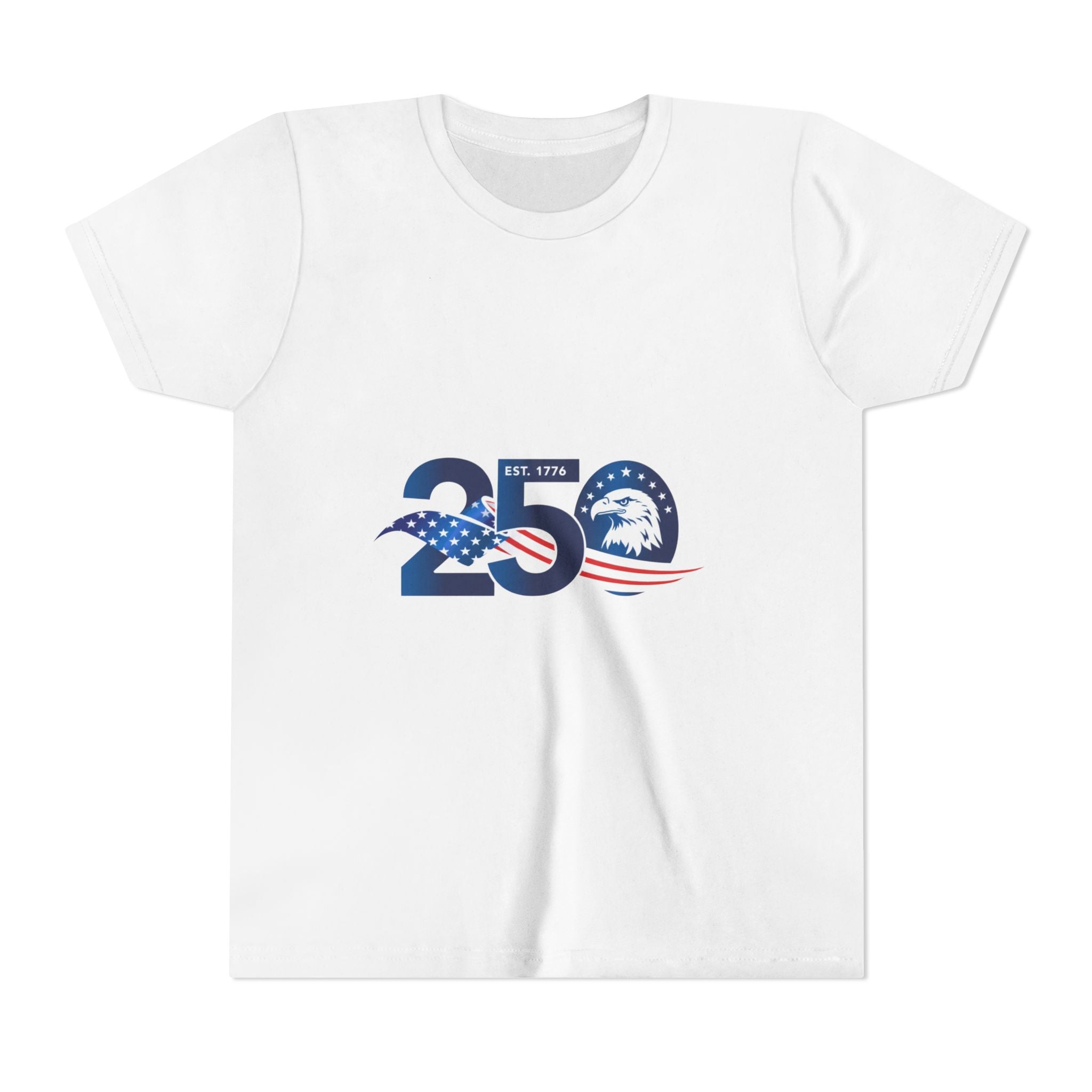 Youth Tee - "250" American Flag Eagle Design (Patriotic 4th of July Kids Shirt)